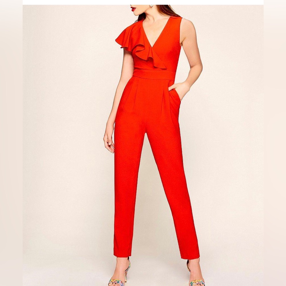NWT - Eliza J Red Sleeveless Jumpsuit